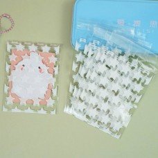 Пакет прозорий для пакування з клейкою стрічкою, 8*10 + 3 см, з білими зірочками, 50 шт