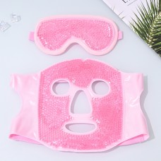 Набір гелевих масок: маска для обличчя та маска очей, охолоджуюча-зігріваюча багаторазова маска, рожевий, 2 шт