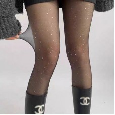 Колготи нейлонові  з блискітками, ультратонкі панчохи з блиском, жіночі капронові блискучі колготки, чорні, S - M