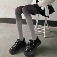 Колготи нейлонові  двоколірні градієнт, ультратонкі панчохи омбре, жіночі капронові колготки, білий/чорний, S - M