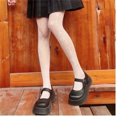 Колготи мереживні жіночі в принт "Hello Kitty", ажурні жіночі панчохи, колготи в сіточку, білі, S - L