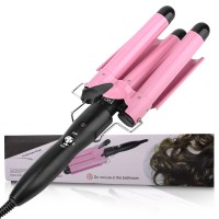 Плойка тройная для завивки волн, стайлер для волос, розовый, диаметр 22 мм