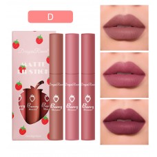 Матовий стійкий блиск для губ в наборі з 3 кольорів DRAGON RANEE Berry Mousse, набір матових рідких помад для губ, 5гх3, 04