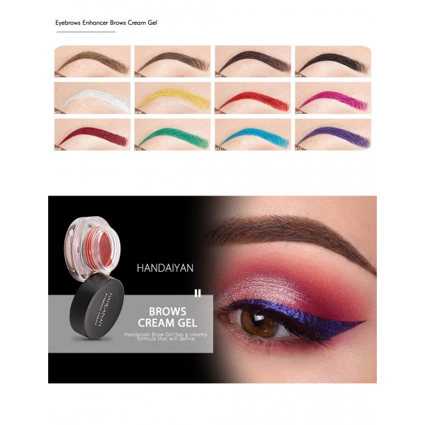 Помадка для брів кольорова Handaiyan, водостійка, 12 кольорів