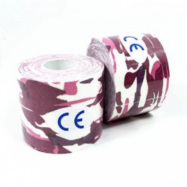 Тейп Кінезіо 3,8 см, рожевий камуфляж, кінезіологічна стрічка Kinesiology Tape, камуфляж, 3,8 см