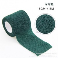 Бинт самоклеящийся эластичный Coban 5 см фиксирующий самоскрепляющийся, бинт кобан, аутоадгезийний бинт, темно - зеленый, 5 см х 4,5 м