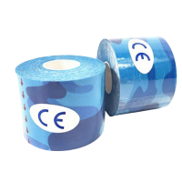 Тейп Кінезіо 7.5 см, кінезіологічна стрічка Kinesiology Tape, 7.5 см, блакитний камуфляж