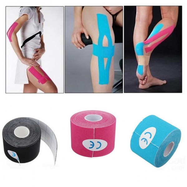 Тейп Кінезіо 7.5 см, кінезіологічна стрічка Kinesiology Tape, 7.5 см, синій