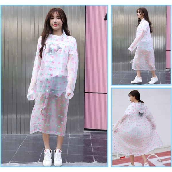 Дощовик в сердечка універсальний з капюшоном RAINCOAT (140 х 70 см), візерунок сердечка