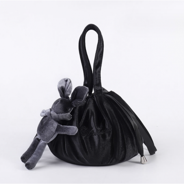 Косметичка - мешок велюровая на завязке "Bunny", разные цвета, 50 х 50 см.