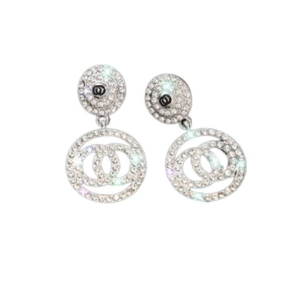 Сережки зі стразами "ChanelRings", 2 цвета