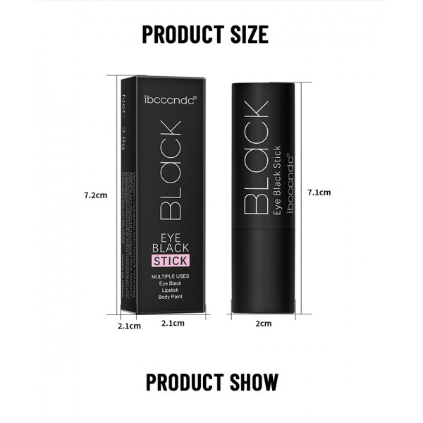 Помада матова чорна ibcccndc Eye Black Stick, матова чорна помада для гриму, 3,8 г
