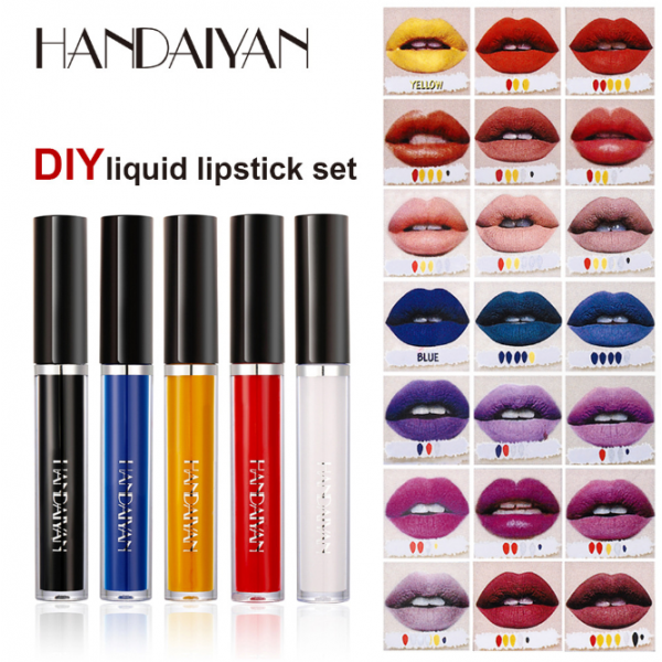 Блеск для губ Handaiyan DIY, набор матовых помад из 5 цветов Блеск для губ Handaiyan DIY, набор матовых помад из 5 цветов