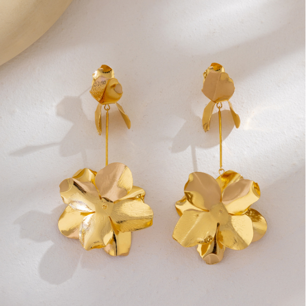 Сережки квіточка "Metallic Flowers", 2 кольори