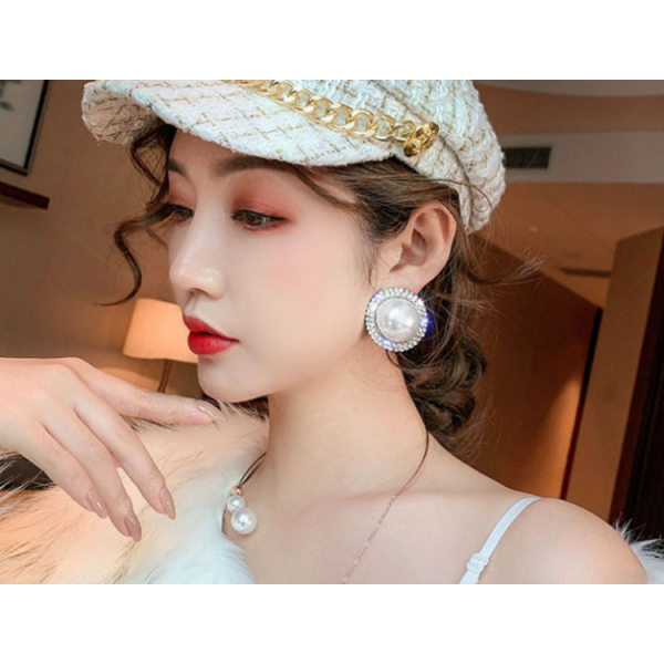 Сережки з перлиною "Queen", золото та срібло