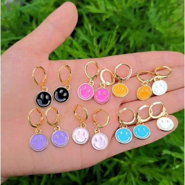 Сережки смайлики "Crazy Smile", різні кольори