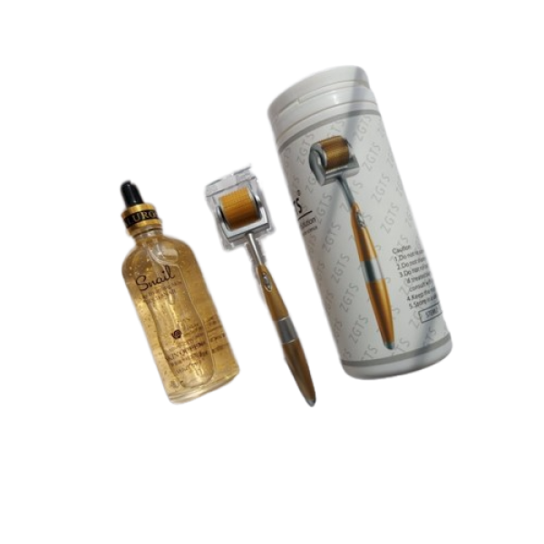 Акційний набір: Мезоролер ZGTS 192 голки + Сироватка Venzen Silky Hydrating Skin GOLD SNAIL, із муцином равлика та нанозолотом, 100 мл