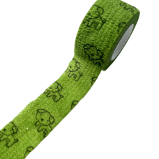 Бинт еластичний Coban 2,5 см, Зелена собачка, фіксуючий самозакріплюючий, бинт Кобан, самоклеючий, аутоадгезійний бинт, 2,5 см х 4,5 м