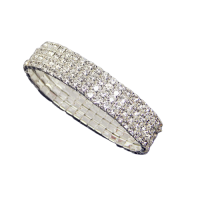 Браслет-резинка зі стразами у 4 ряди, "Four Row of Stones", срібло-золото