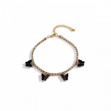 Браслет на ногу, анклет з метеликами "Little Butterflies", золото