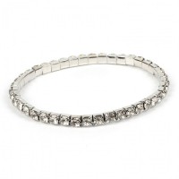 Браслет-резинка зі стразами, 1 ряд, "One Row of Stones", срібло-золото