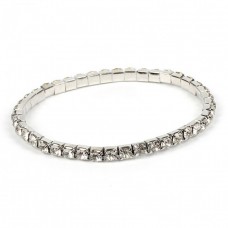 Браслет-резинка зі стразами, 1 ряд, "One Row of Stones", срібло-золото