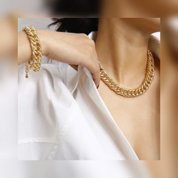 Ланцюжок і браслет із великими ланками "Metal Duet", набір