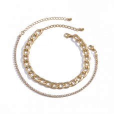 Браслет на ногу, анклет "Golden Minimalism", 2 кольори