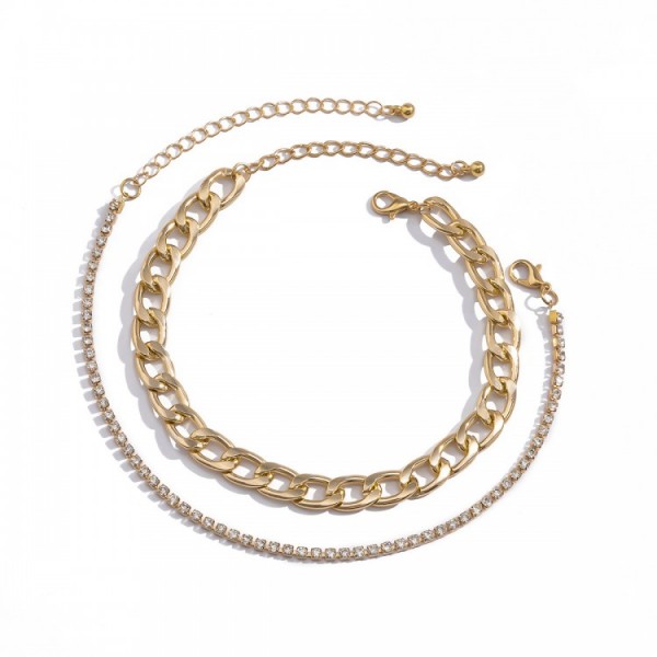 Браслет на ногу, анклет "Golden Minimalism", 2 кольори