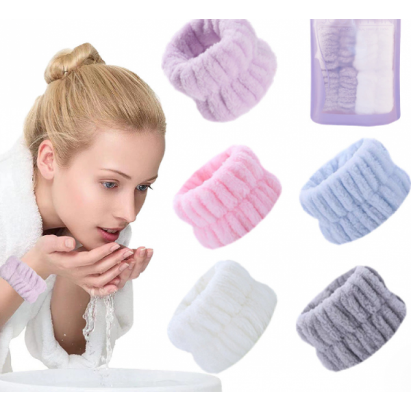 Браслети з мікрофібри для вмивання обличчя, нарукавники для вмивання, різні кольори, 2 шт