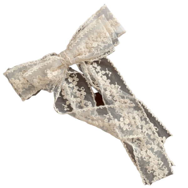 Шпилька - бант з білим мереживом для волосся "Tender", 21х7,5х26 см