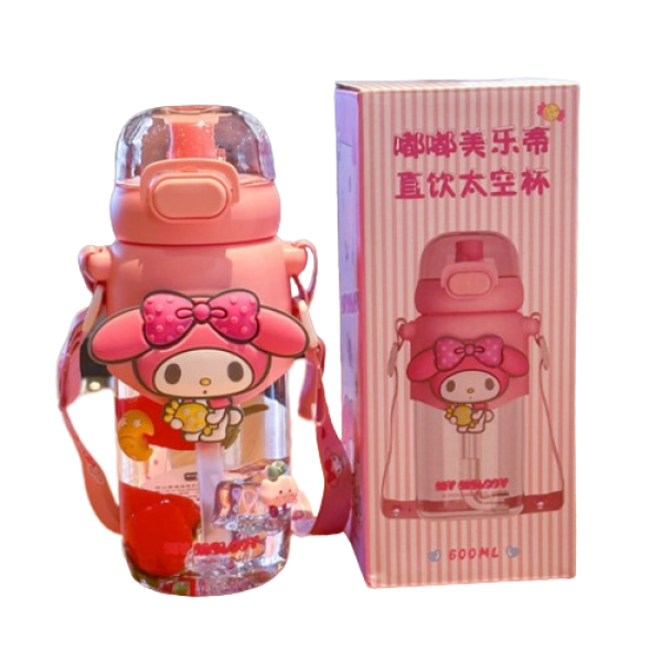 Пляшка для води дитяча, портативна пляшка для води з мультяшними героями, три кольори, 600 мл