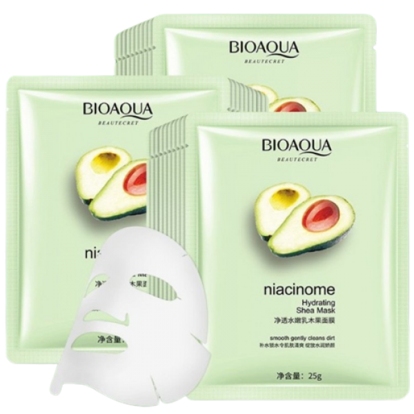 Тканинна маска для обличчя Bioaqua Niacinome Hydrating Shea Mask, з авокадо та маслом ши