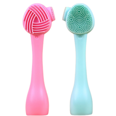 Щітка силіконова, двостороння, для очищення шкіри обличчя, стійка, різні кольори