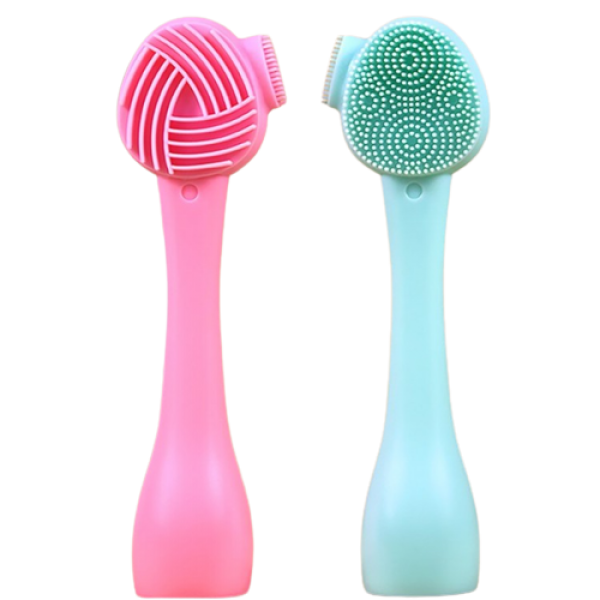 Щітка силіконова, двостороння, для очищення шкіри обличчя, стійка, різні кольори