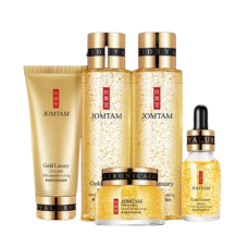 Подарунковий набір Jomtam Gold Luxury, з частинками золота та гіалуроновою кислотою, 5 засобів