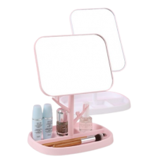 Дзеркало косметичне на підставці, з органайзером, 2 кольори