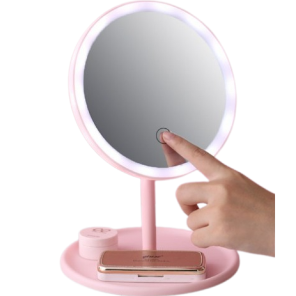 Зеркало косметическое с Led подсветкой (3 режимы свечения), на подставке с органайзером