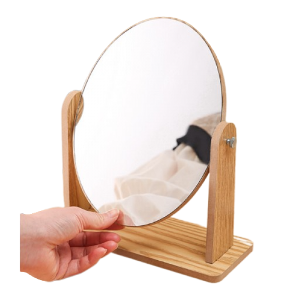 Дзеркало косметичне, овальне, на дерев`яній підставці, 25х21,5х16,5х9 см