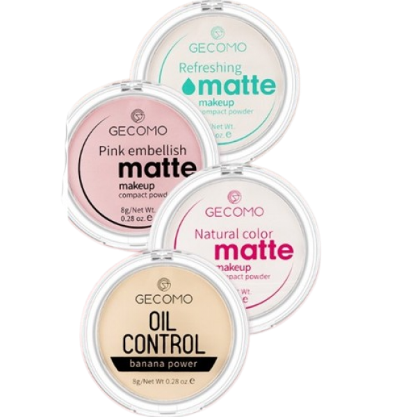 Пудра матова напівпрозора Gecomo Matte Powder, компактна пудра для макіяжу, 4 кольори