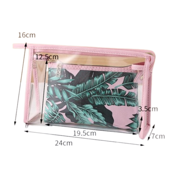 Косметичка подвійна - пенал "Pink Tropic", органайзер для косметики