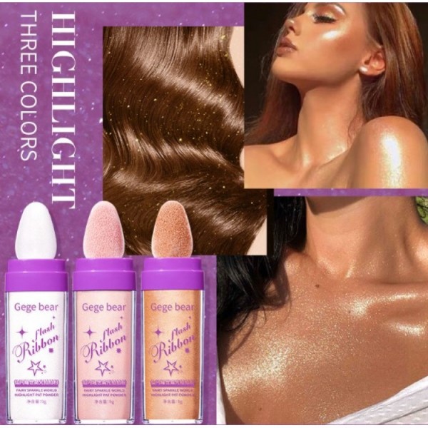 Хайлайтер для обличчя Gege bear Flash Ribbon, три кольори Хайлайтер для обличчя Gege bear Flash Ribbon, три кольори