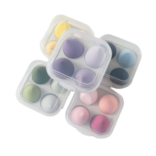 Набір спонжів для макіяжу у пластиковому футлярі, різні кольори, 4 шт