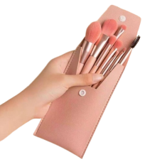 Набір пензлів для макіяжу в чохлі, різні кольори, 8 шт