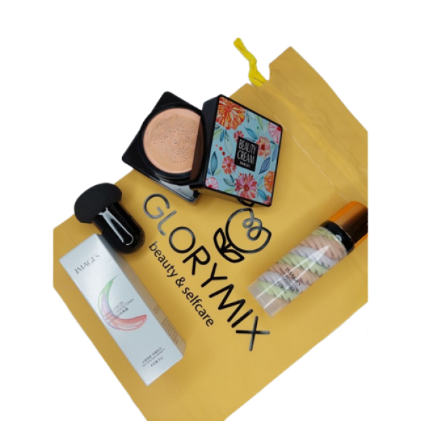 Набір База під макіяж 3в1 триколірна IMAGES Repair Capacity Cream + Кушон IMAGES Moisture Beauty Cream Concealer, тон 02 