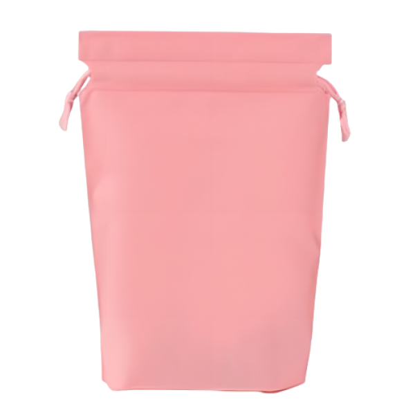 Пакет косметичний на зав'язках, рожевий поліетиленовий матовий пакет для зберігання зі шнурком, 21х29 см, 1 шт