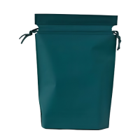 Пакет косметичний на зав'язках, темно-зелений поліетиленовий матовий пакет для зберігання зі шнурком, 21х29 см, 1 шт