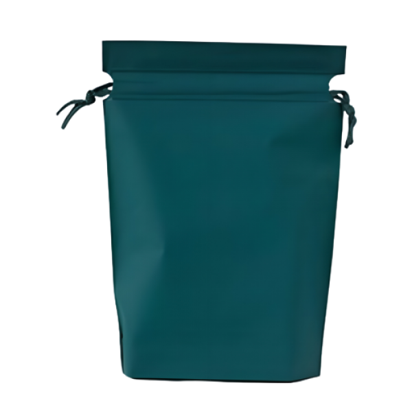 Пакет косметичний на зав'язках, темно-зелений поліетиленовий матовий пакет для зберігання зі шнурком, 21х29 см, 1 шт