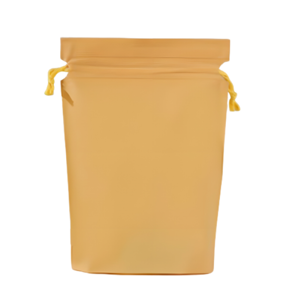 Пакет косметичний на зав'язках, жовтий поліетиленовий матовий пакет для зберігання зі шнурком, 21х29 см, 1 шт