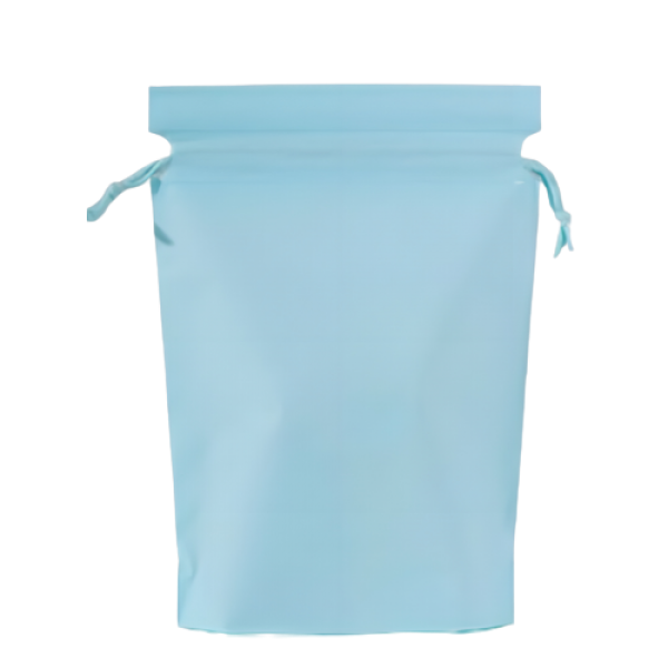 Пакет косметичний на зав'язках, блакитний поліетиленовий матовий пакет для зберігання зі шнурком, 21х29 см, 1 шт